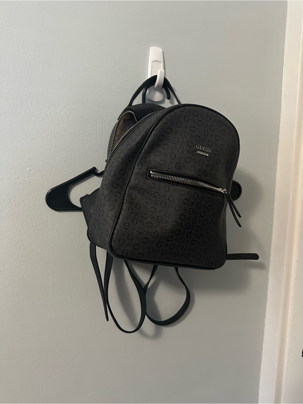 GUESS Black Monogram Mini Backpack